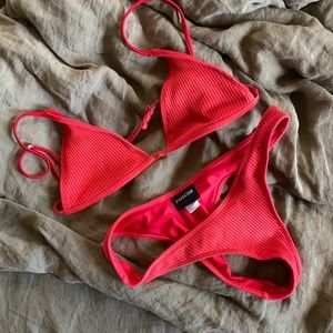 Lahana red ribbed bikini